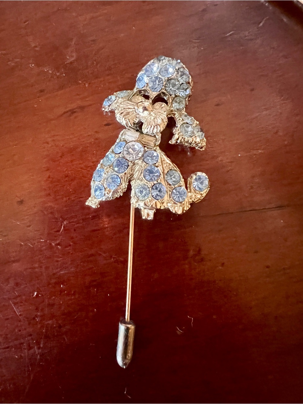 Vintage Rhinestone Poodle Stickpin